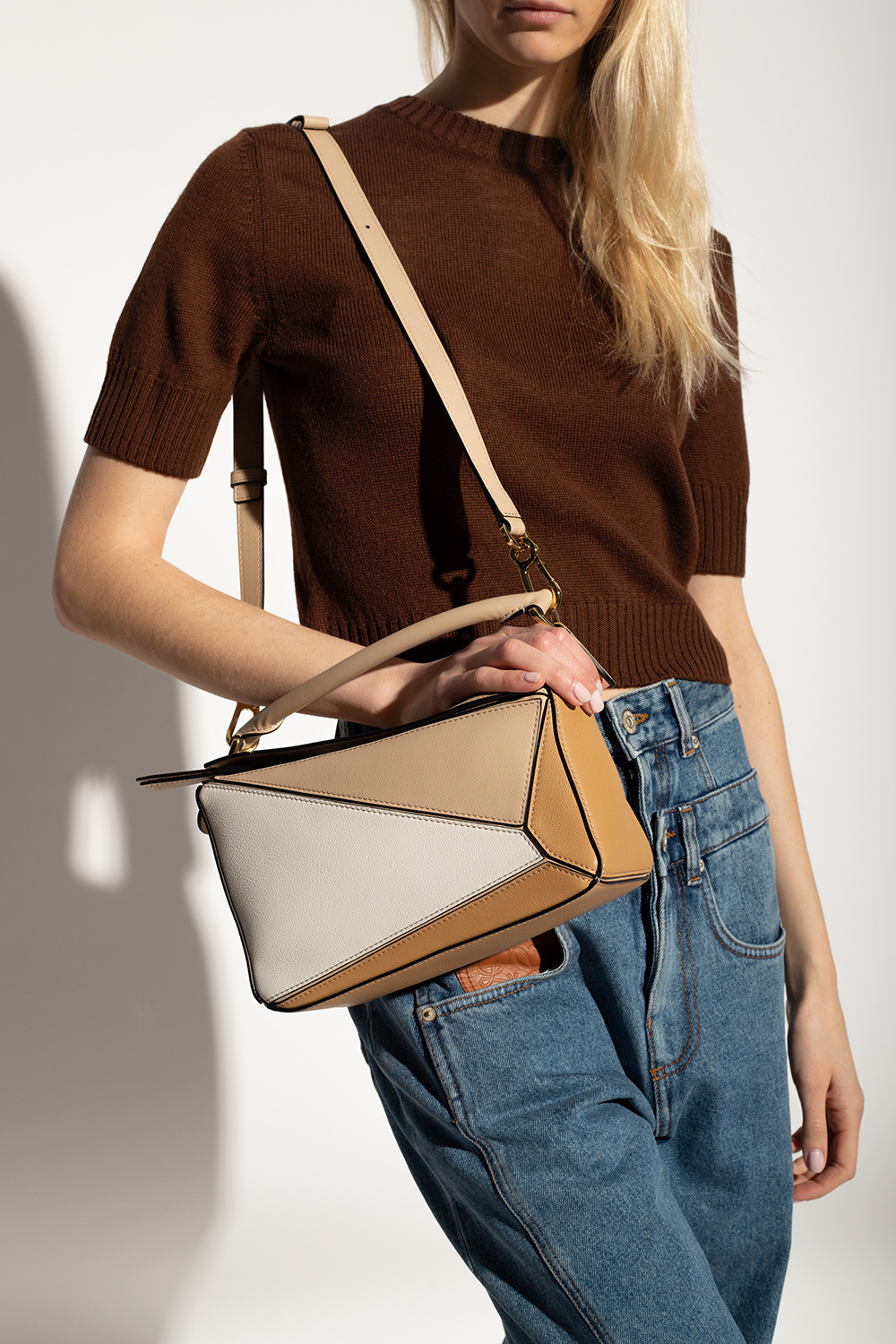 SchaferandweinerShops Japan hammock drawstring shoulder bag loewe bag light oat Beige Puzzle Small shoulder bag Loewe